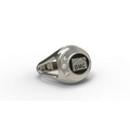 10K White Gold Signature Style Ring, Custom Logo